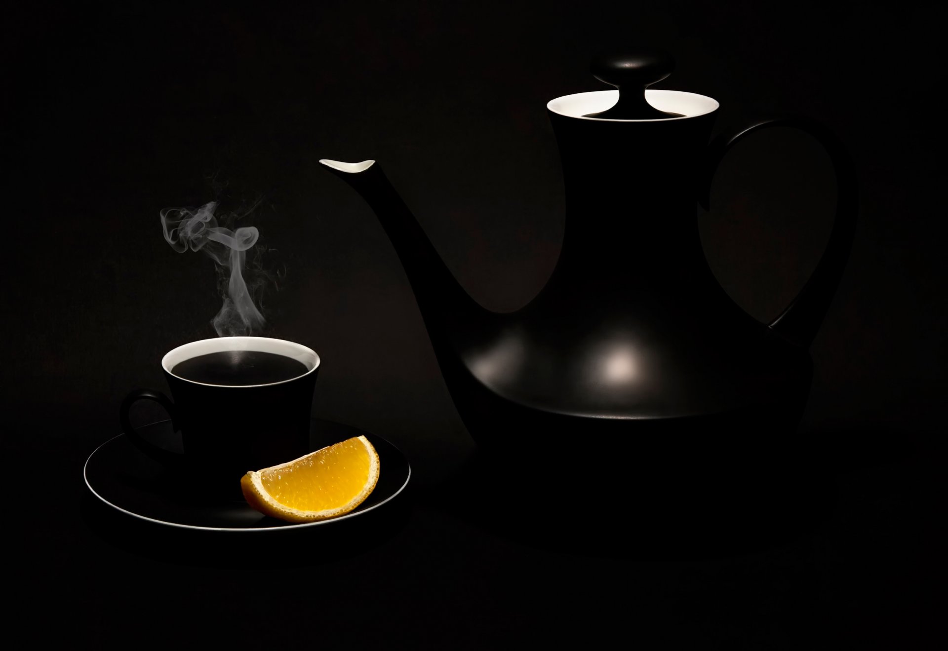 black tea kettle cup lemon