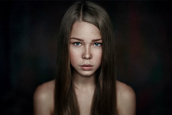 Portrait of a girl with long straight hair