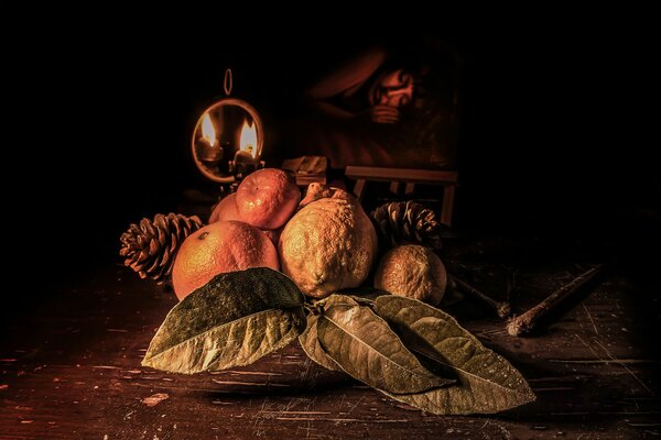 Portrait of vintage fruit cones