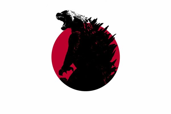 Red circle with the formidable Godzilla