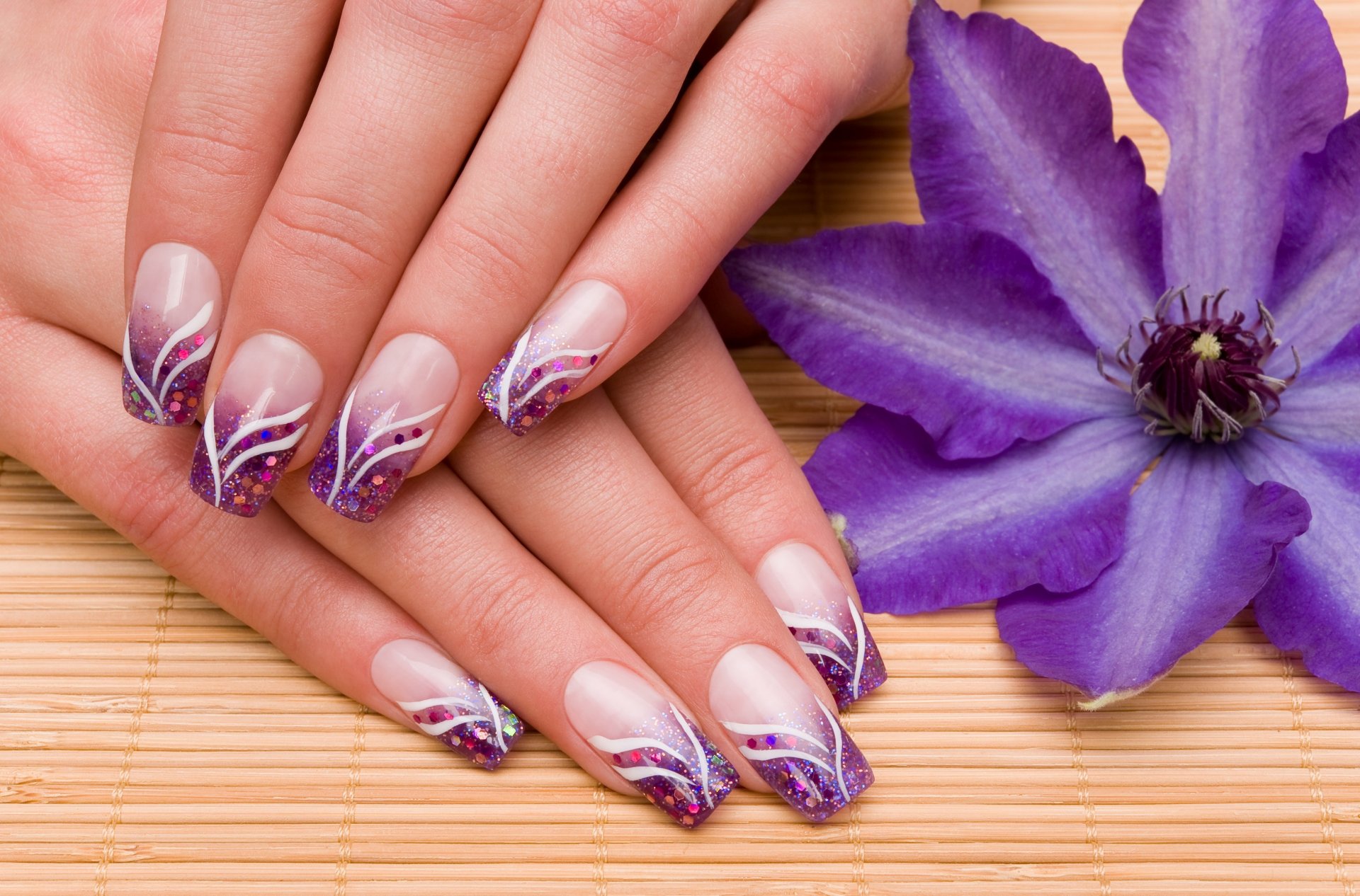 manos manicura flor