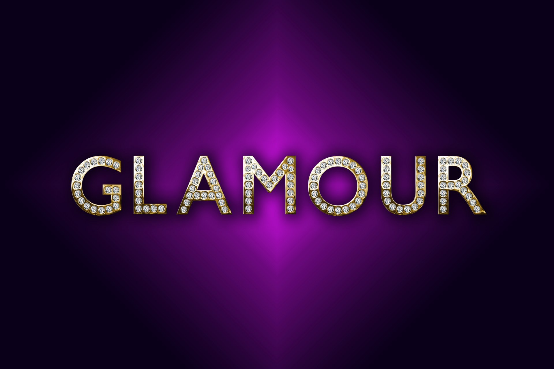 glamour prestigieux or diamants lettres violet fond conception de marika