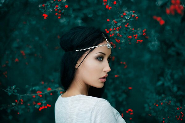 Portrait of a beautiful girl in nature