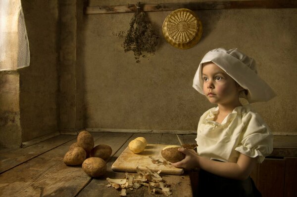 Chica cocinera en estilo artístico