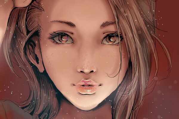 Close-up drawing of a girl