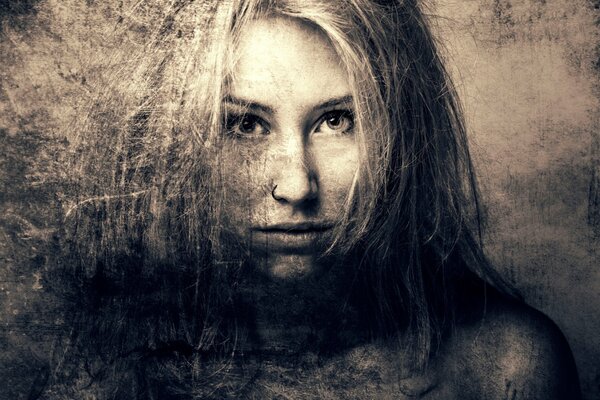 Photo of a girl in the old processing