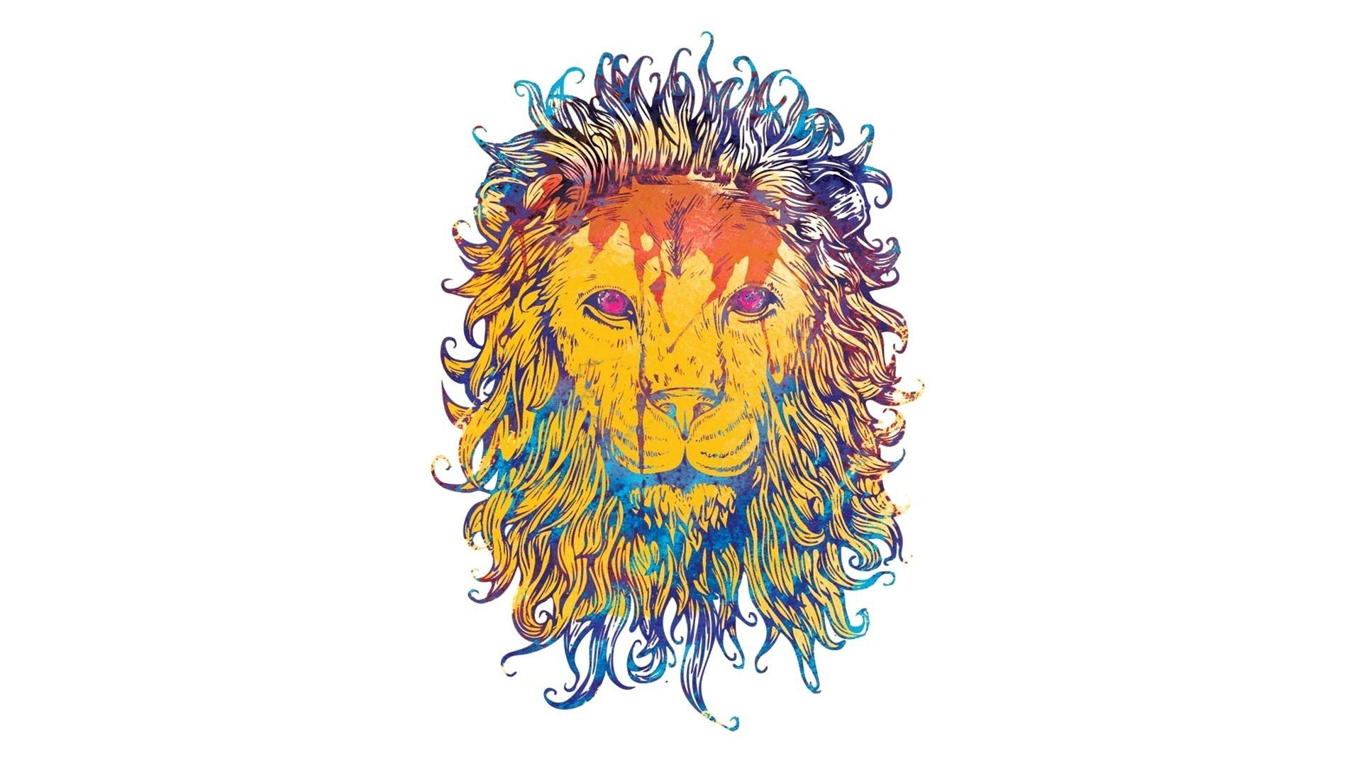 lion peinture couleurs fond