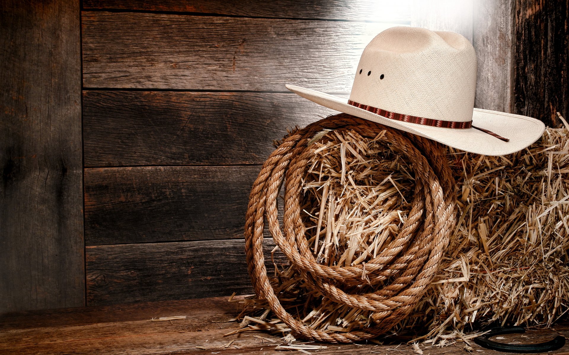 parete cappello bianco paglia albero corda cowboy