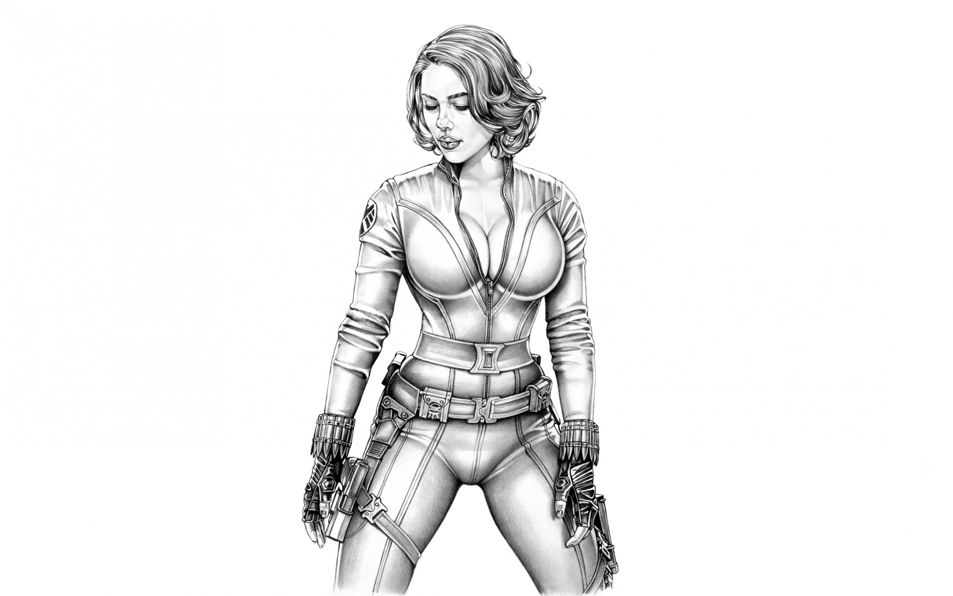 carlett johansson girl avengers art armando huerta pencil white background