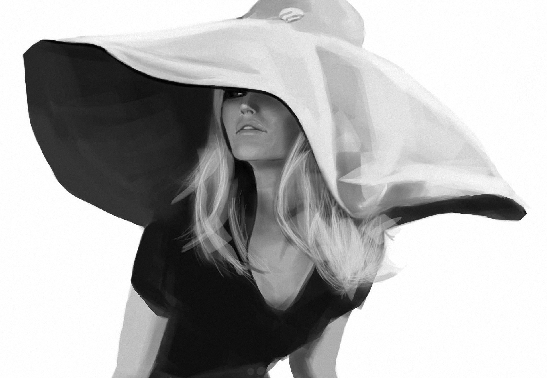 brigitte bardot disegno ragazza cappello monocromatico bianco e nero