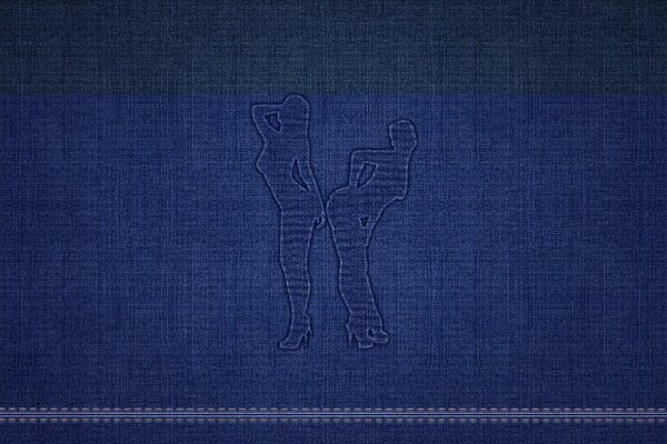 Denim fabric with a pattern of girls