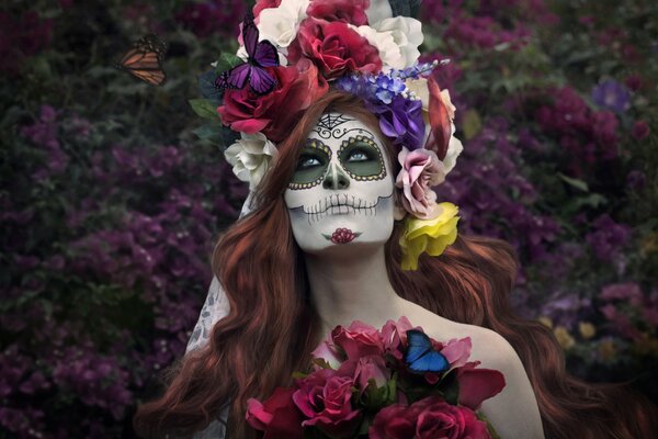 Imagen elegante de una niña para el día de los muertos