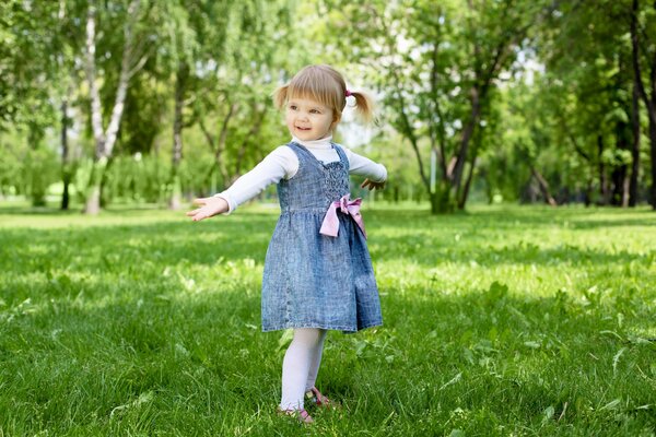 Pequeña belleza en el césped de verano