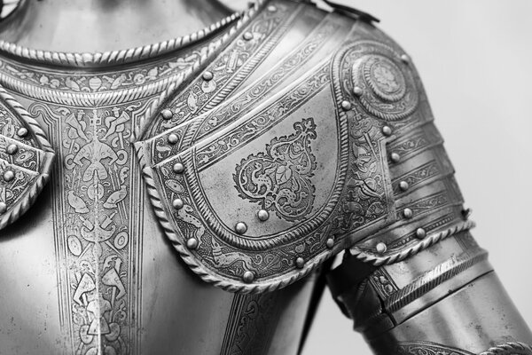 Knight s Armor close-up black and white