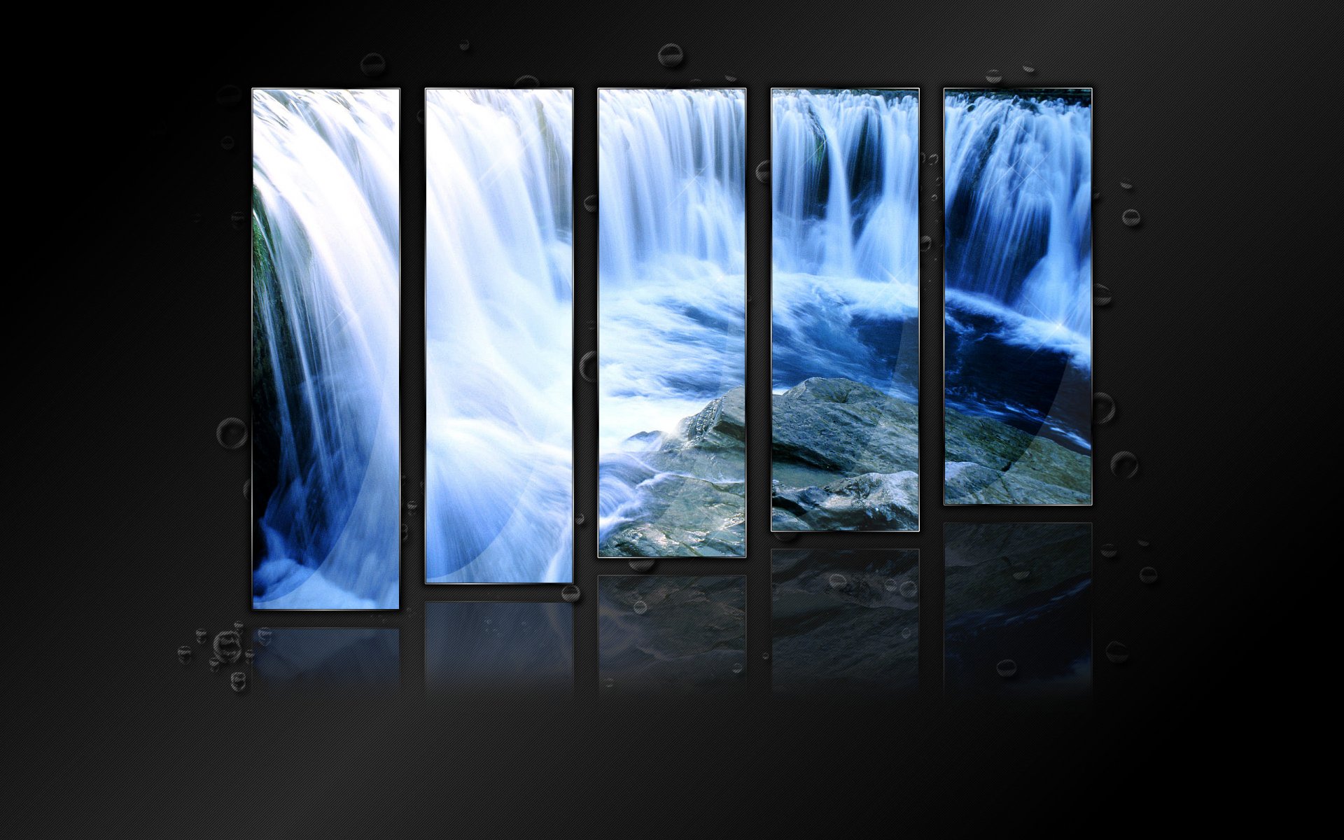 collage waterfall crystal waterfall reflection water drop shine