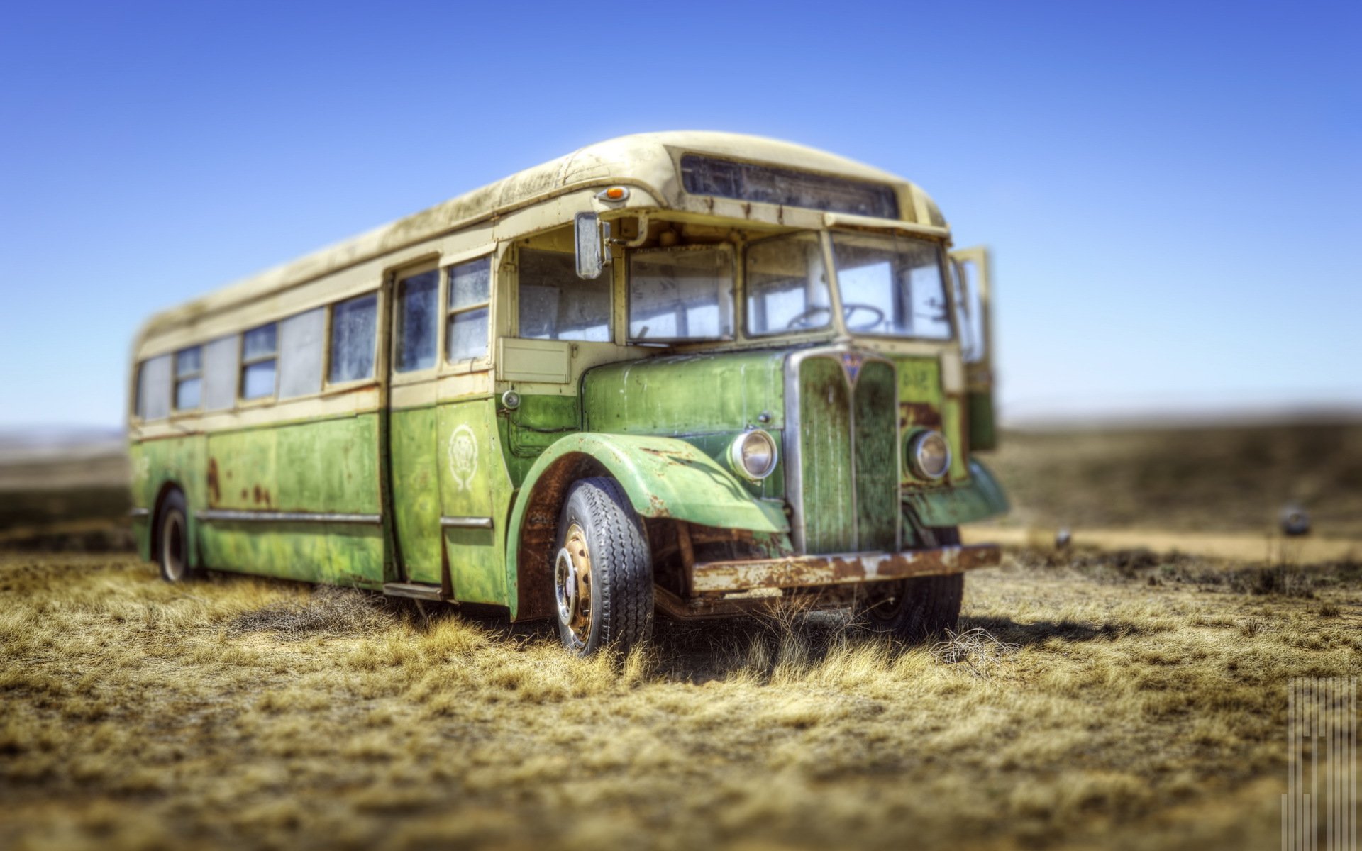 autobús campo fondo estilo