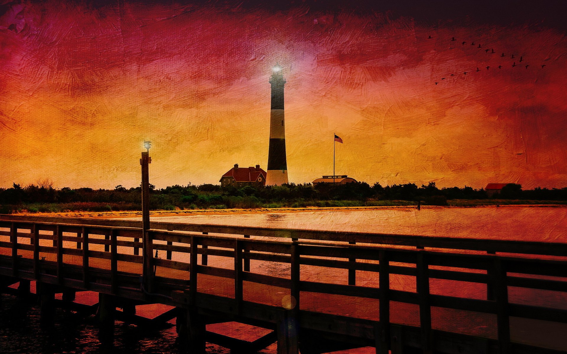 lighthouse landscape background style