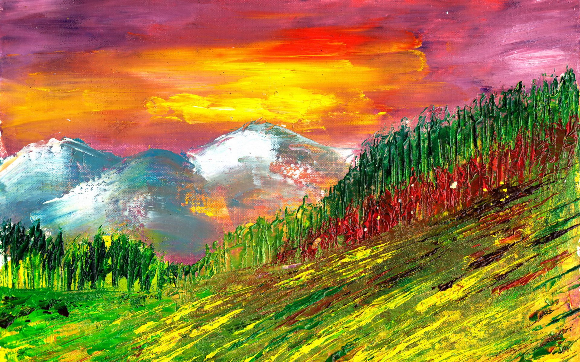 pintura paisaje naturaleza verano estilo