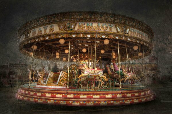 Photo of the festive carousel in the evening