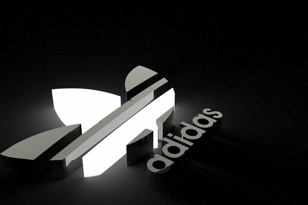 Adidas Sportmarke Logo auf schwarzem Hintergrund