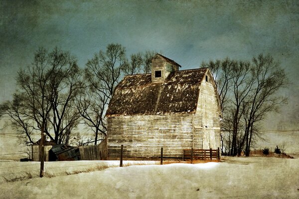 Stylish landscape of an old house