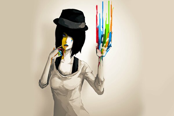 Desktop wallpaper girl with paints