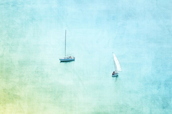 Seascape with two yachts