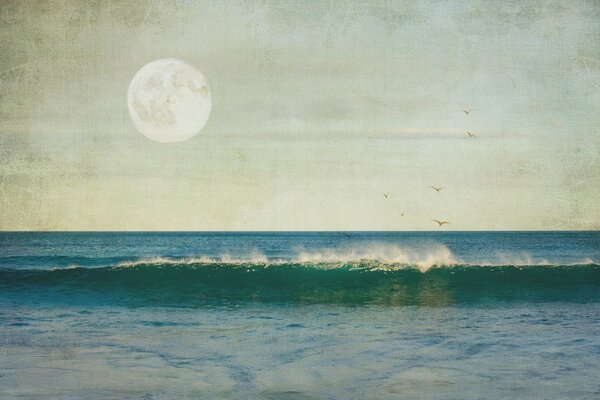 Paysage de Lune sur la mer