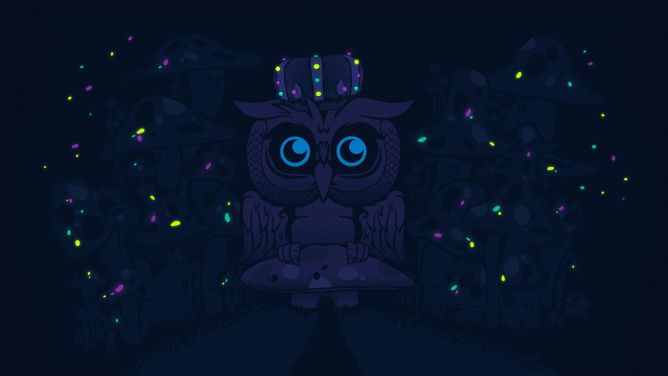 picture vector owl mushrooms crown