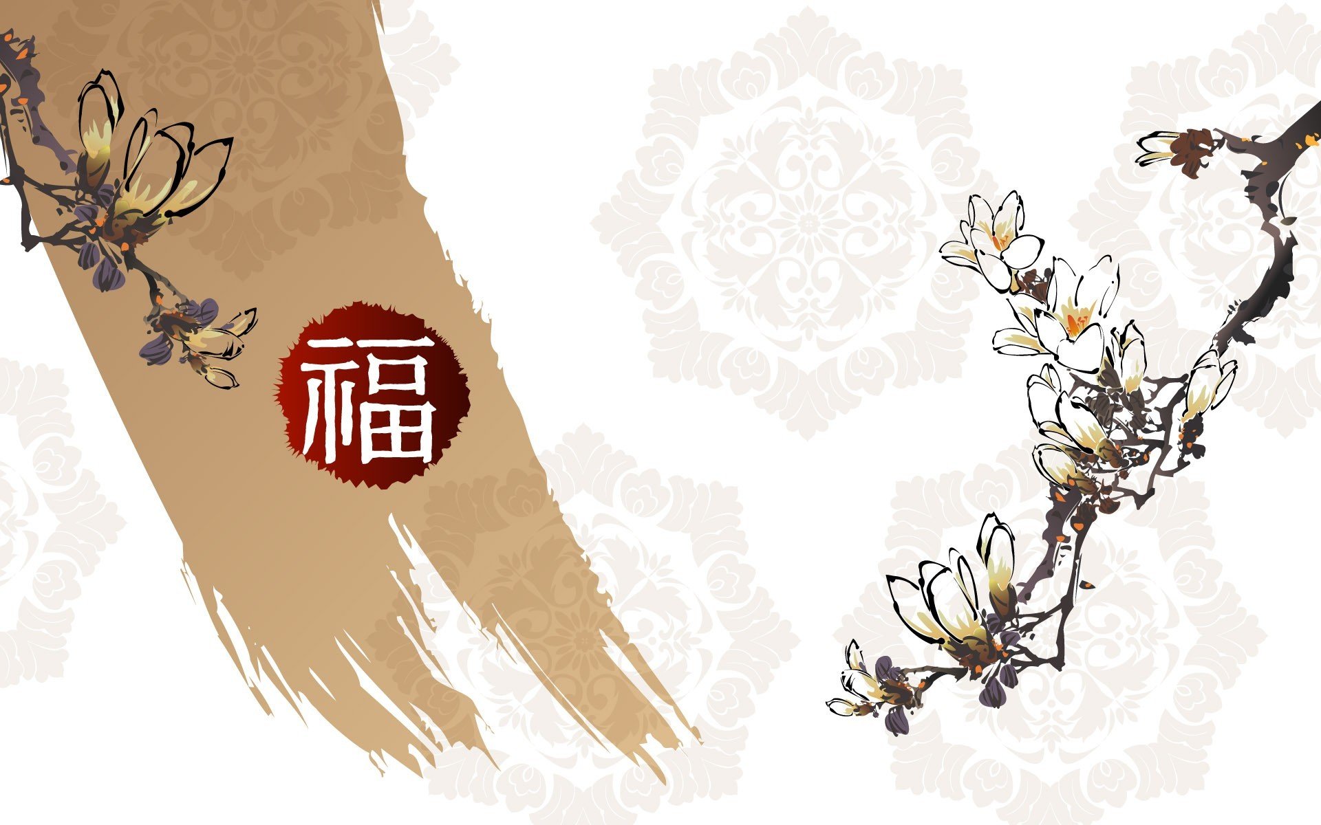 picture branch flower pattern character