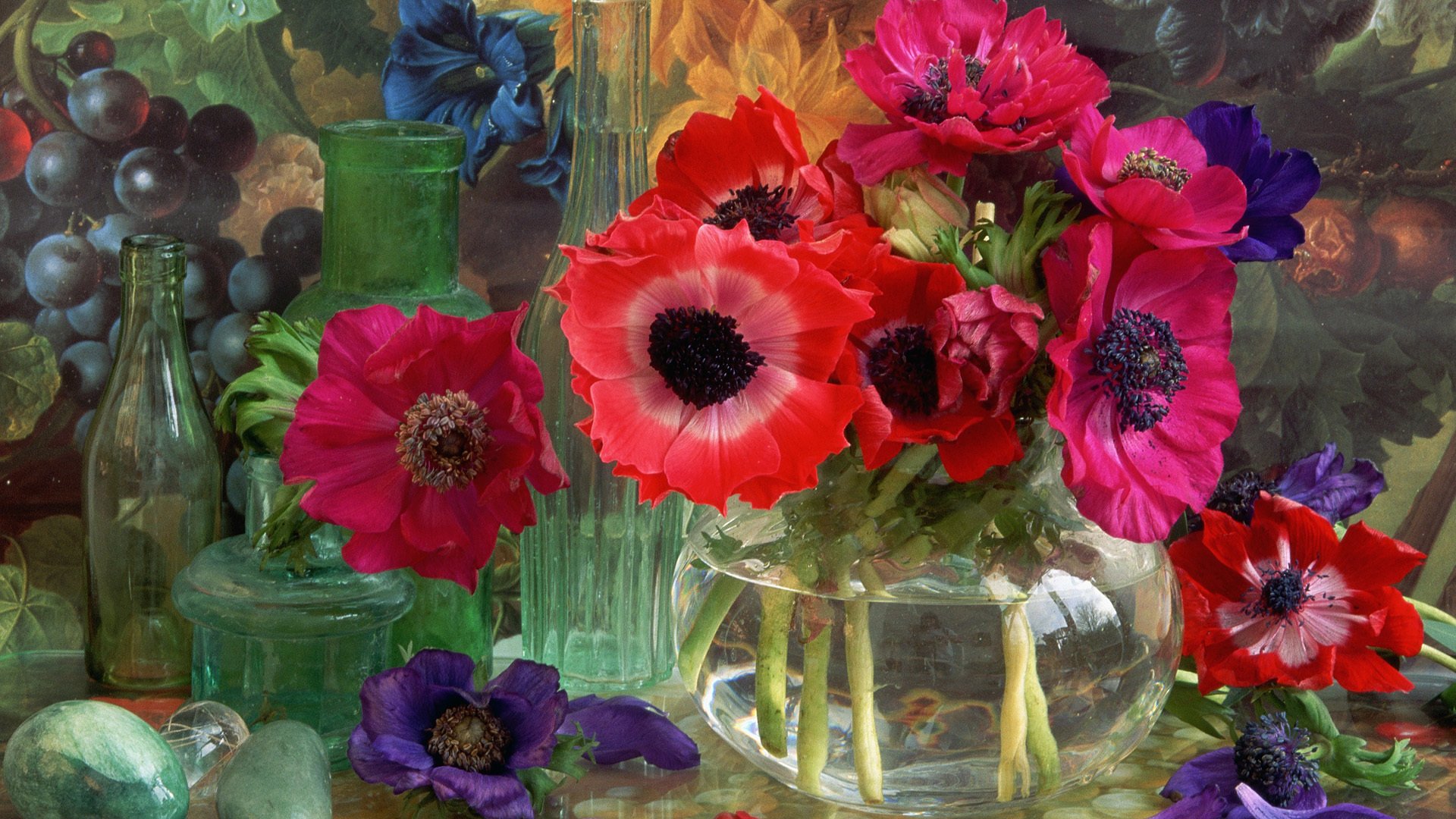 nature morte fleurs verre vase