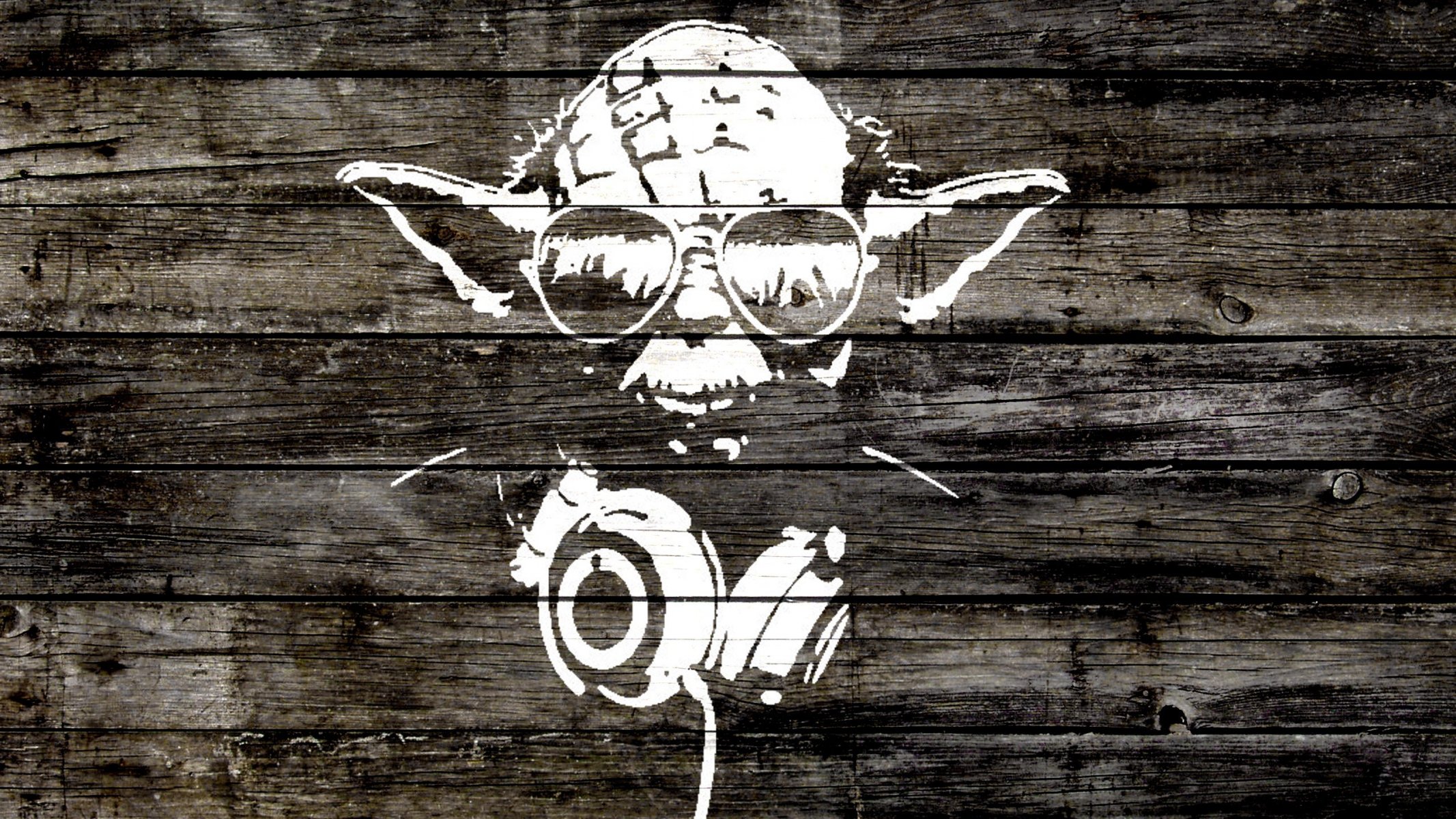 yoda star wars stil brille whiteboard baum silhouette kopfhörer