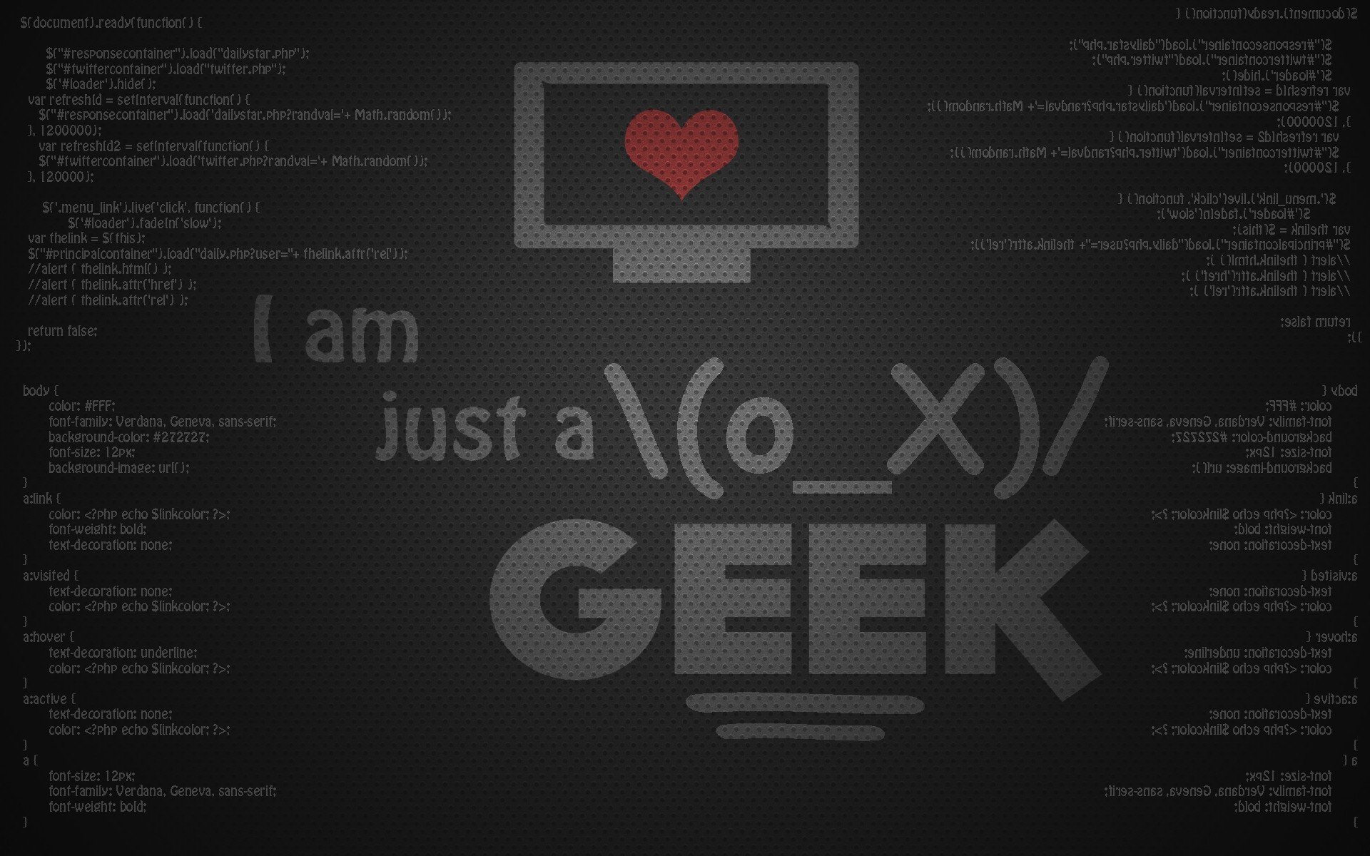 lettres inscription coeur moniteur technologique je suis juste un geek