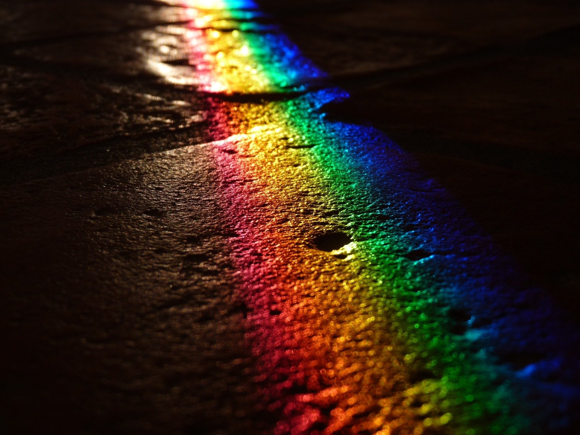 nacht straße pflastersteine licht farben regenbogen