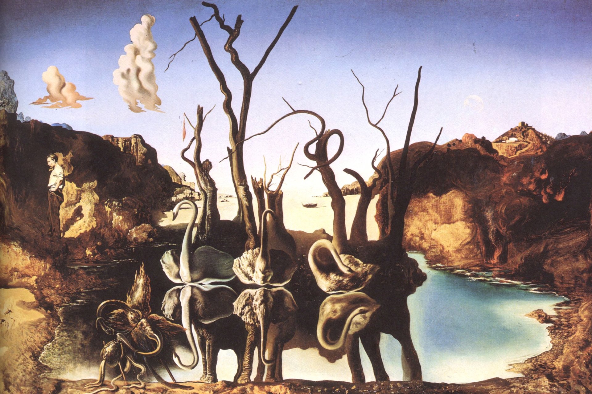 salvador dalí peintre peintre surréalisme peinture cygnes se reflétant dans les éléphants 1937