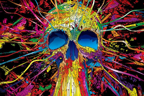 Abstract image of a multicolored skull