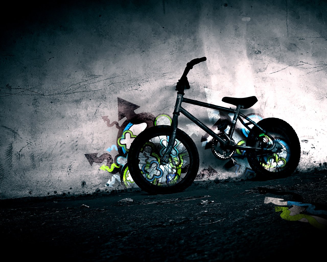 bmx bicicleta pared graffiti