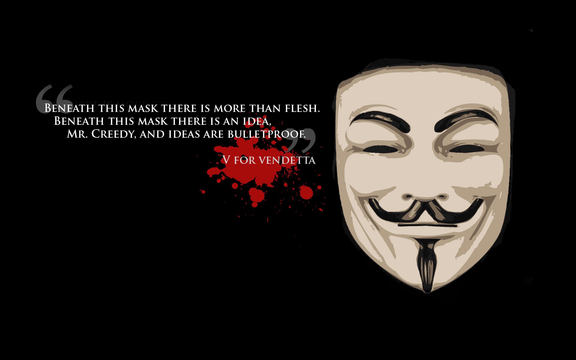 v signifie vendetta citation masque noir fond liberté