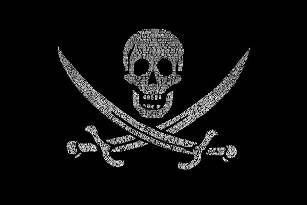 Black pirate flag with a skull