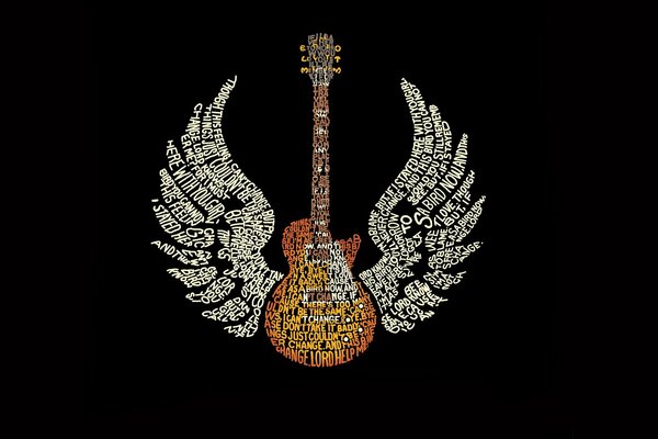 Guitare avec des ailes de mots