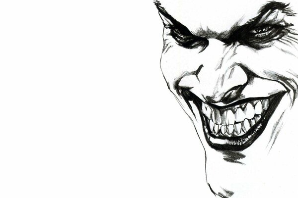 La sonrisa del Joker sobre fondo blanco