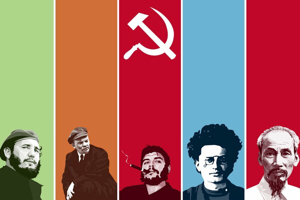 Communists on a multicolored background