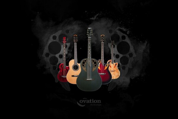 Guitares. Instrument. Fond sombre