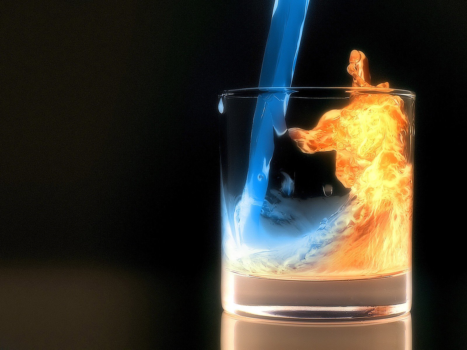 night glass fire water