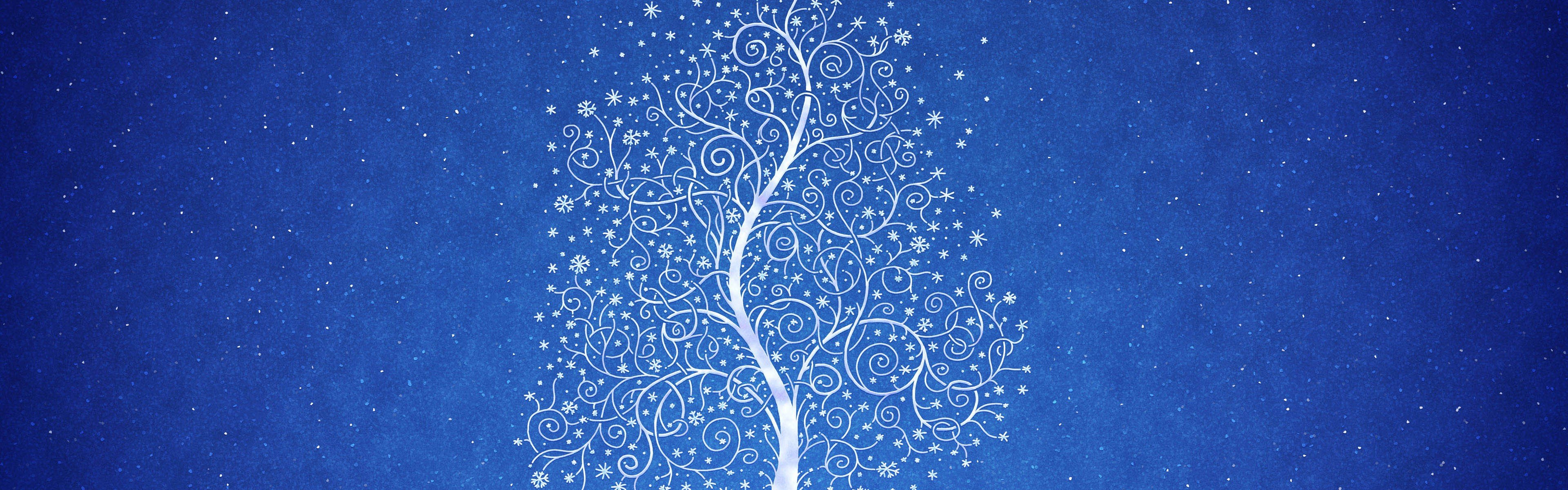 tree snow pattern blue