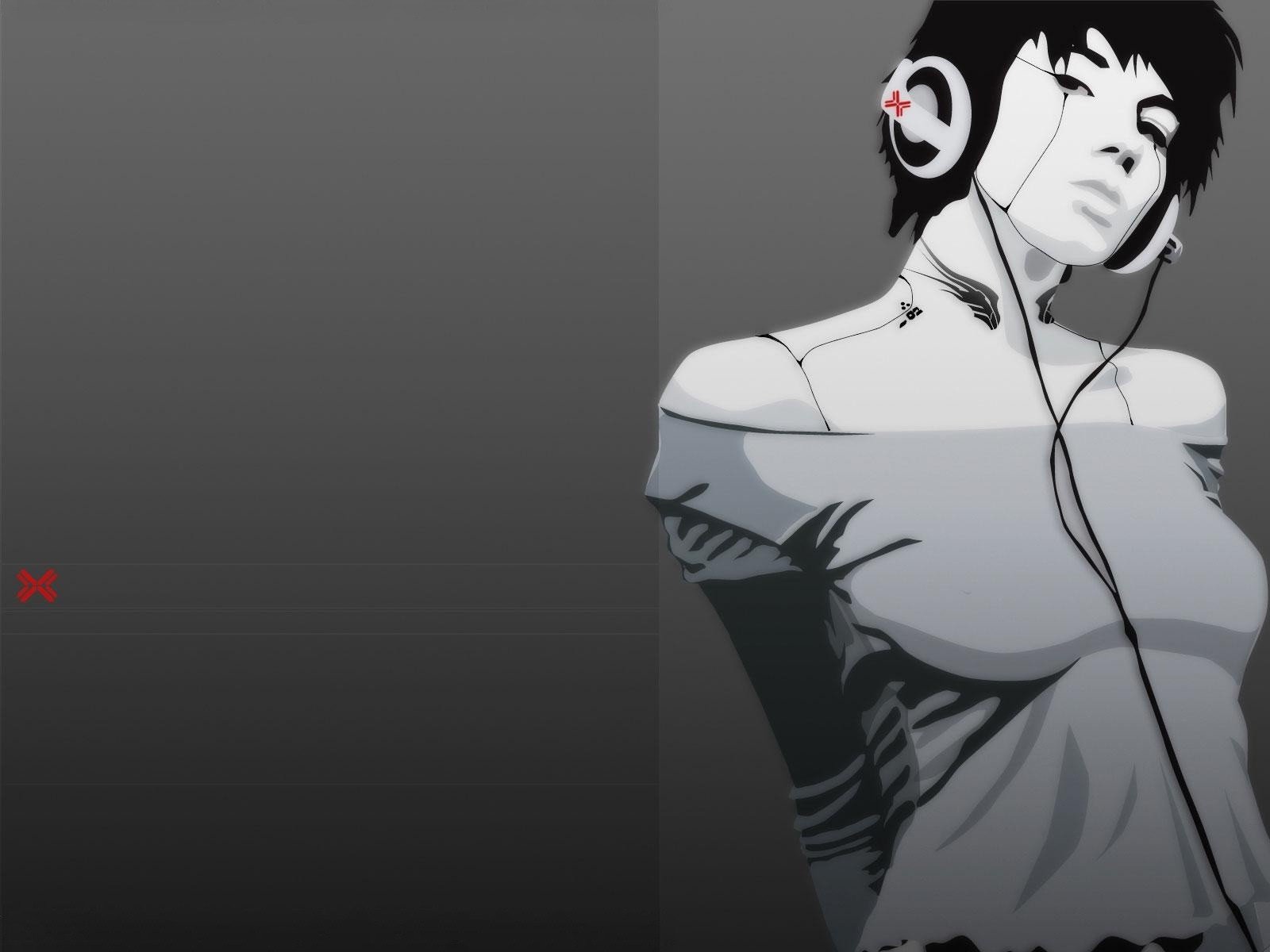 headphones girl vector