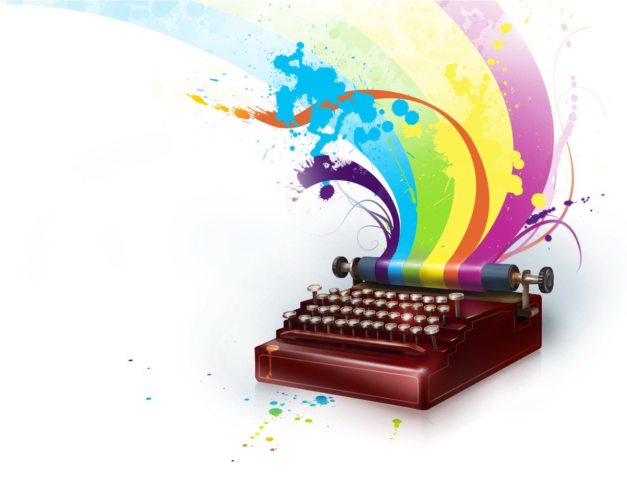 flowers rainbow typewriter