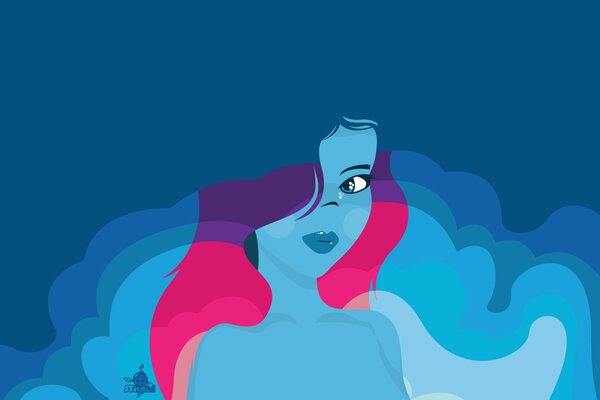 Vector girl in blue tones