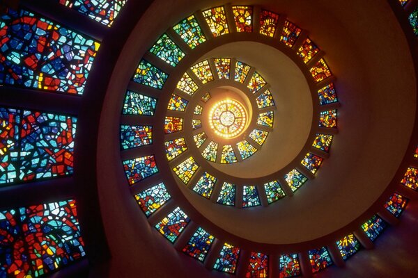 Stained glass ceiling spiral