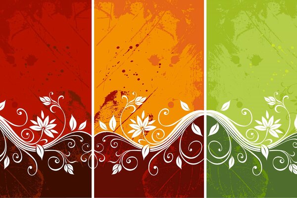 Pattern on a multicolored background. Red Orange Green